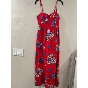 BAND OF GYPSIE WOMENS MAXI RED FLORAL RED DRESS BUSTIER SUMMER SLEEVELESS SIZE S